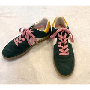 MIA Girl‎ Kloie Dark Green Multi Colorblock Sneakers Pink Laces 10 Women 8.5 men